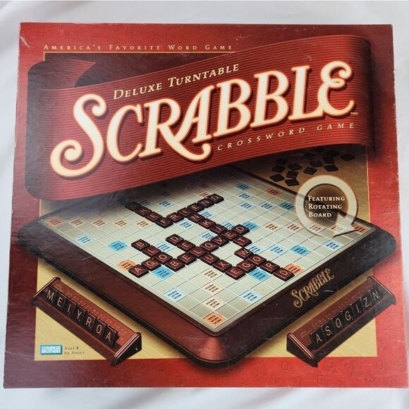 🩵Scrabble Deluxe Turntable Vintage 2001 Edition Word Game - Picture 4 of 12